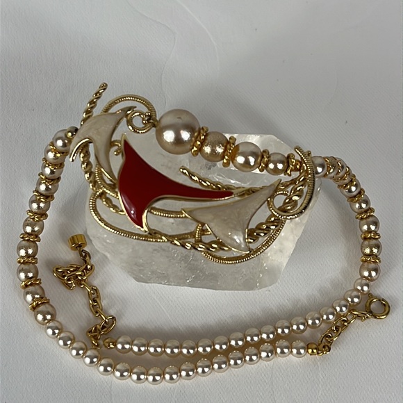 Helena Rubinstein Vintage Gold Tone Beaded Necklace Signed HR Paris. - Picture 3 of 14